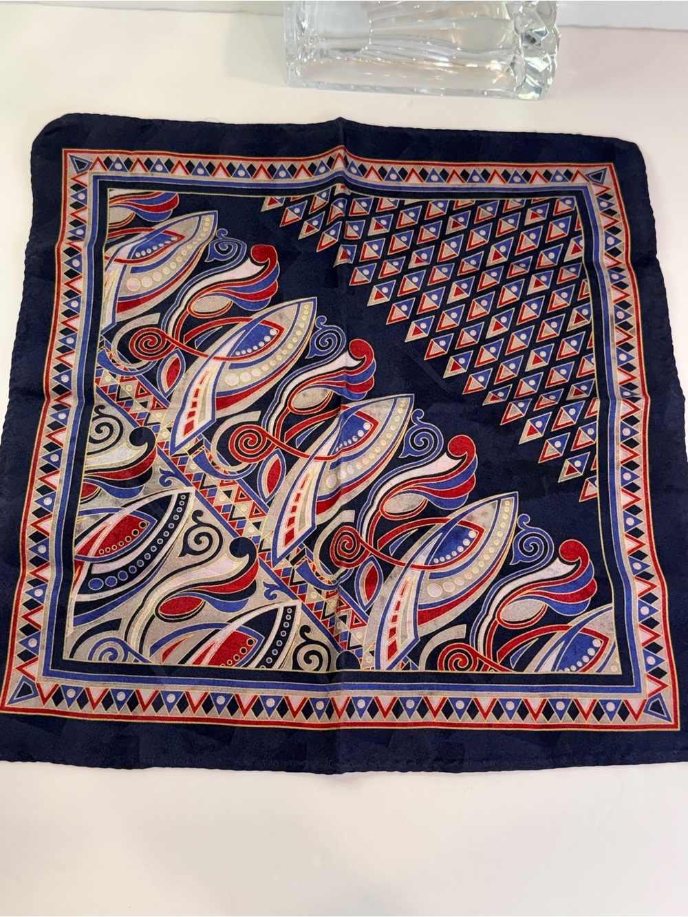 ❤️💙 Vintage Americana Silk Pocket Square Handkerchief 12” x 12” ❤️💙